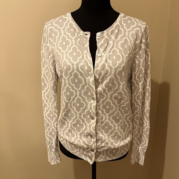 Land’s End Sweater Taupe & White, size Small - Picture 1 of 3